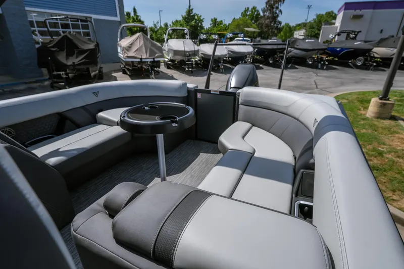 Slide: The Image of Luxurious interior of 2026 Viaggio Z24U boat with plush seating and cup holders. - 15