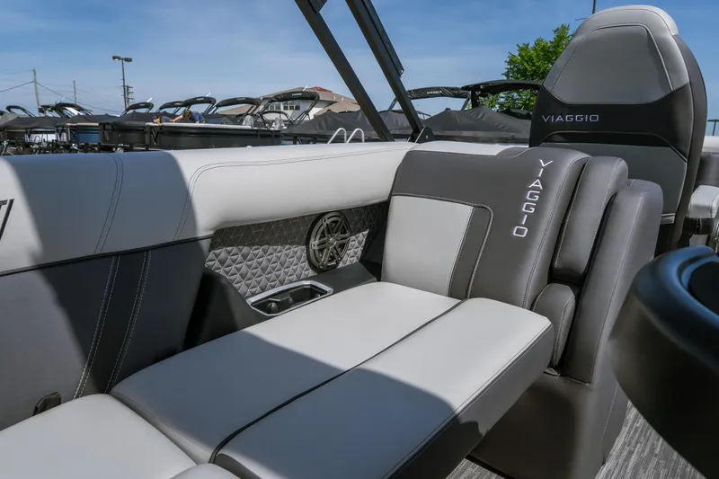 Slide: The Image of Luxurious seating on the 2026 Viaggio Z24U boat, featuring elegant design and comfort. - 8
