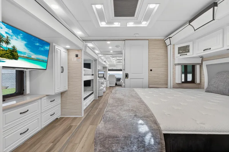 Slide: The Image of Luxurious interior of 2025 Newmar Dutch Star 4340 RV with modern amenities and elegant design. - 28