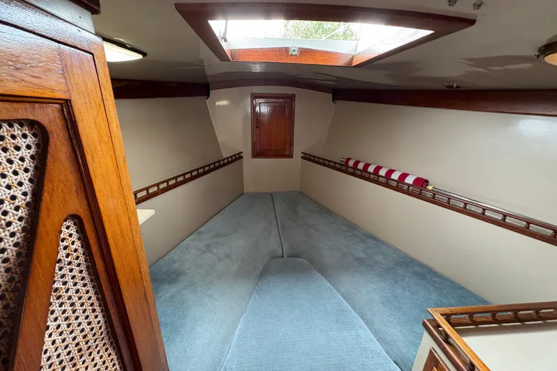 Slide: The Image of Interior of 1972 Coronado Yachts 35 Center Cockpit with cozy cabin and skylight. - 18