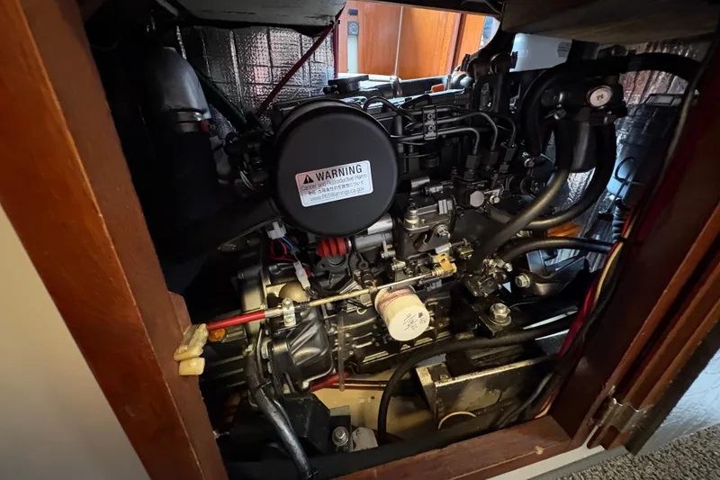 Slide: The Image of Engine compartment of a 1972 Coronado Yachts 35 Center Cockpit sailboat. - 31