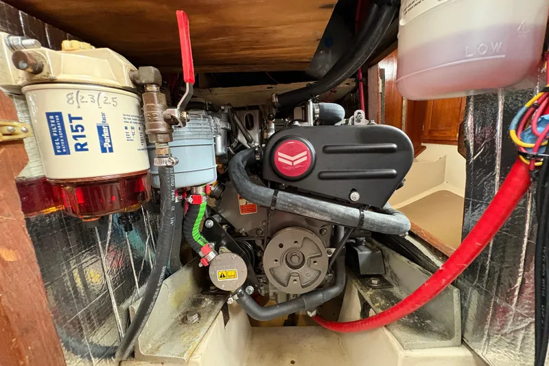 Slide: The Image of Engine compartment of a 1972 Coronado Yachts 35 Center Cockpit sailboat. - 33