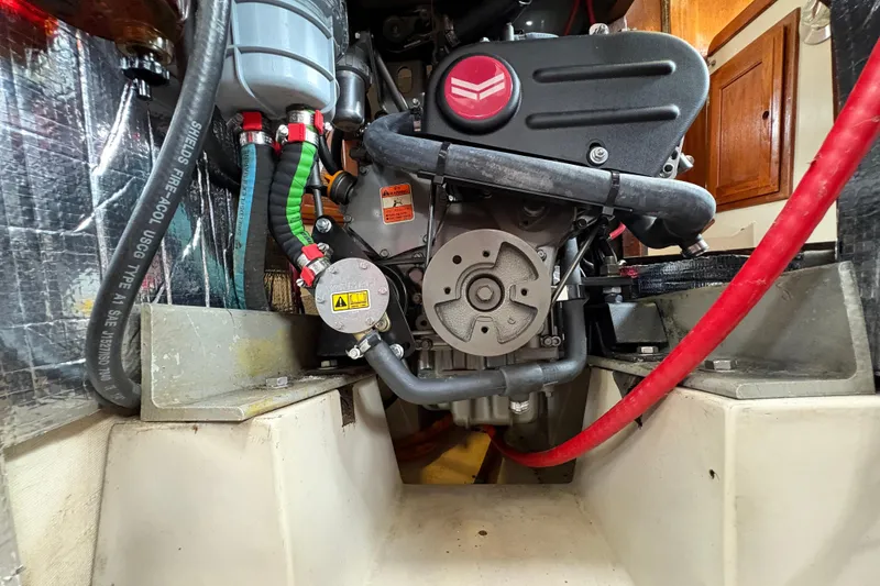 Slide: The Image of Engine compartment of a 1972 Coronado Yachts 35 Center Cockpit sailboat. - 34