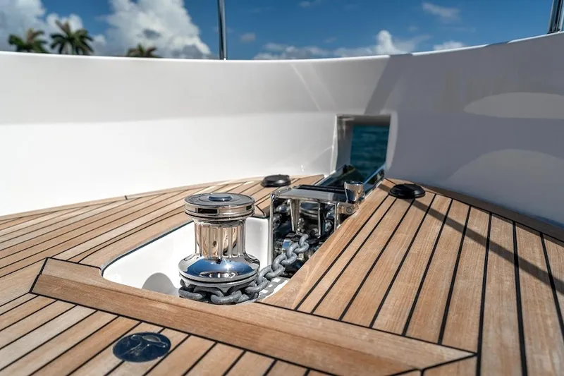 Slide: The Image of Deck of 2027 Offshore Yachts 70 CE with anchor chain and winch system. - 6
