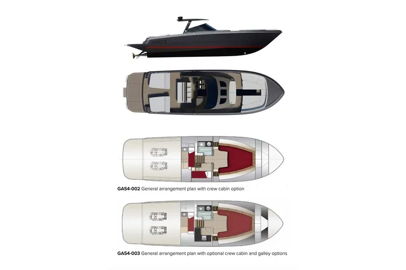 Slide: The Image of CNM Continental 54 Yacht 2027 with layout options. - 33
