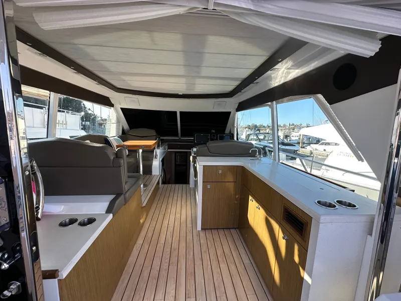 Slide: The Image of Interior of a 2014 Cruisers Yachts 48 Cantius with modern amenities. - 35