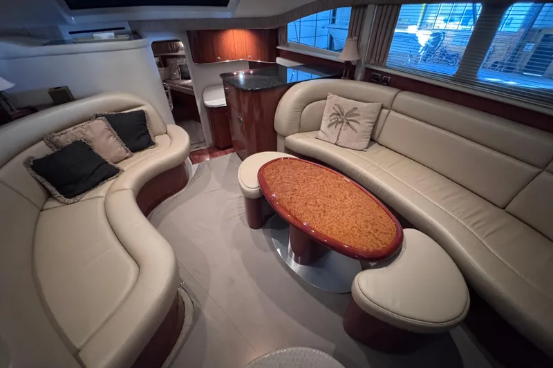 Slide: The Image of Interior view of 2004 Sea Ray 390 Motor Yacht helm with navigation equipment. - 11