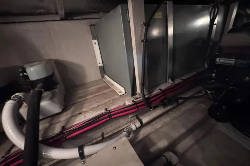 Slide: The Image of Luxurious cabin interior of 2004 Sea Ray 390 Motor Yacht with cozy bedding and ambient lighting. - 30