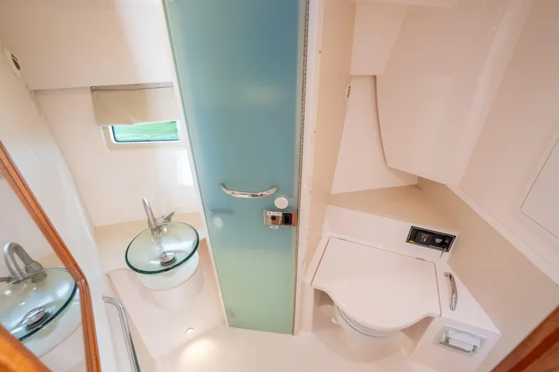 Slide: The Image of Modern bathroom interior of 2015 Pursuit SC 365i Sport Coupe yacht. - 31