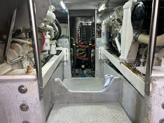 Slide: The Image of Engine room of 2003 Silverton 42 Convertible yacht. - 48