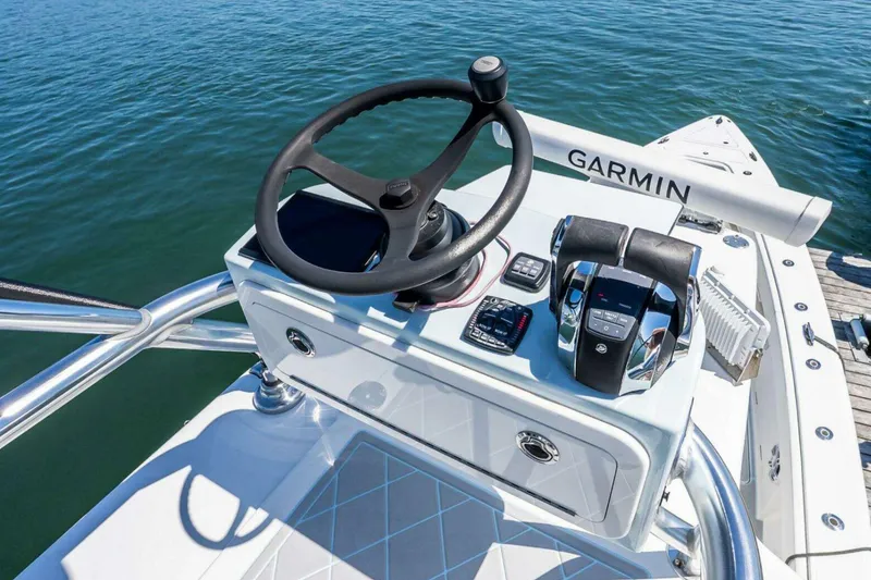 Slide: The Image of Steering console of 2019 Concept 392 ProFish boat with Garmin equipment. - 31