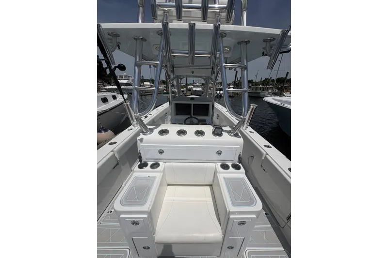 Slide: The Image of 2019 Concept 392 ProFish boat interior with seating and control panel. - 41