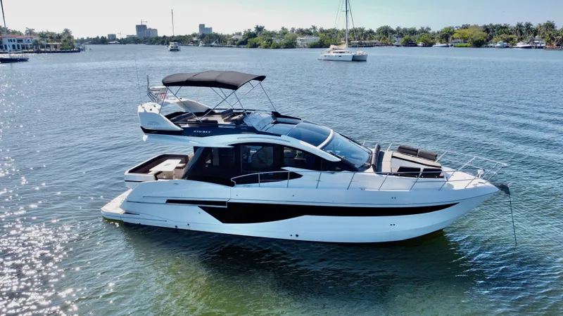Slide: The Image of 2022 Galeon 470 Sky yacht cruising on a sunny day. - 4