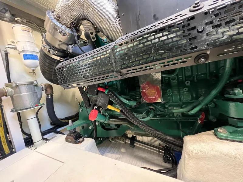 Slide: The Image of Engine room of 2022 Galeon 470 Sky yacht showing detailed mechanical components. - 42