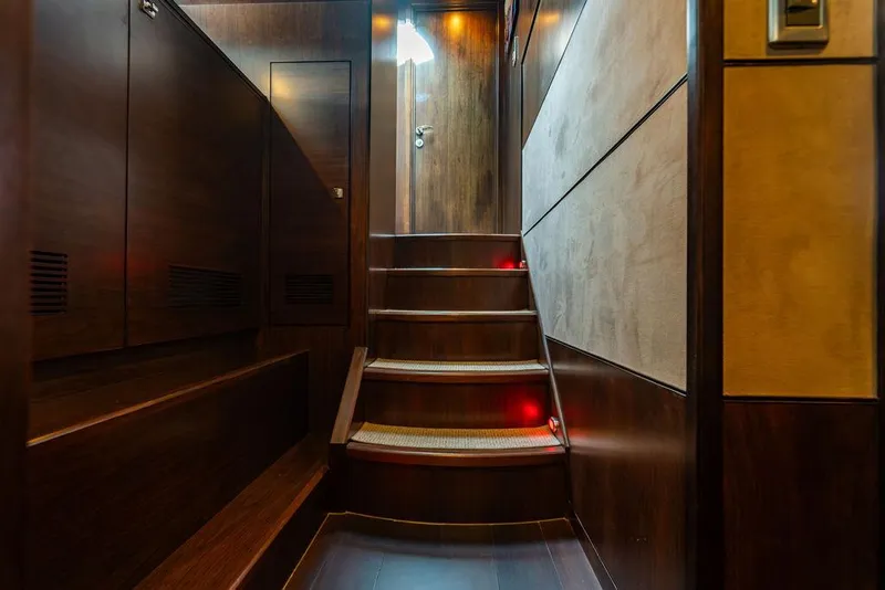 Slide: The Image of Luxurious wooden staircase interior on 2013 Custom 73 Lanzarote yacht. - 105