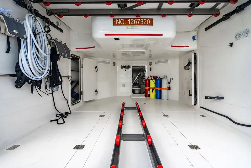 Slide: The Image of Interior of a 2013 Custom 73 Lanzarote boat with storage and equipment. - 108