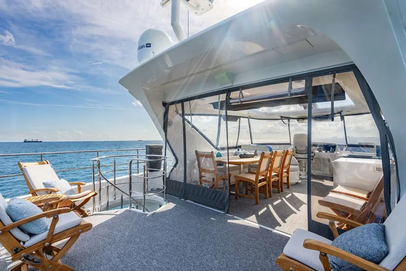 Slide: The Image of Luxurious 2013 Custom 73 Lanzarote yacht deck with ocean view and elegant seating area. - 31