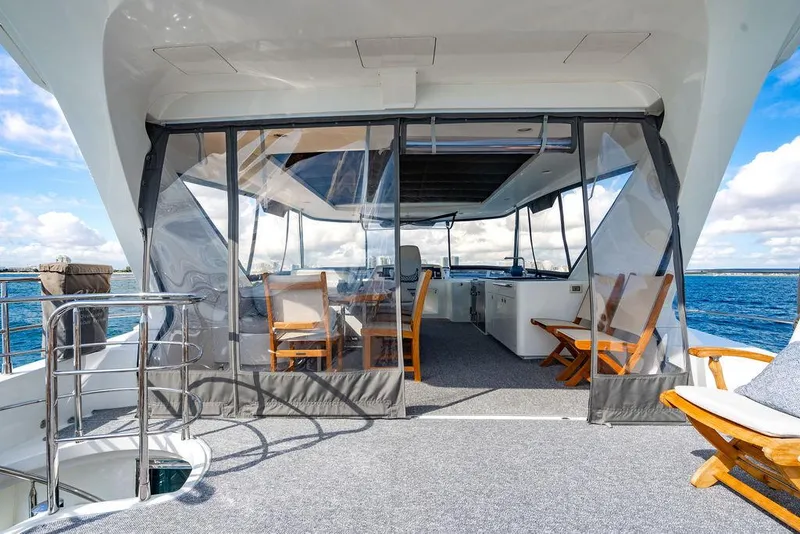 Slide: The Image of Luxurious 2013 Custom 73 Lanzarote yacht interior with ocean view and seating area. - 33
