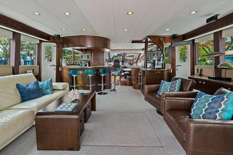 Slide: The Image of Luxurious interior of 2013 Custom 73 Lanzarote yacht with modern furnishings and elegant decor. - 61