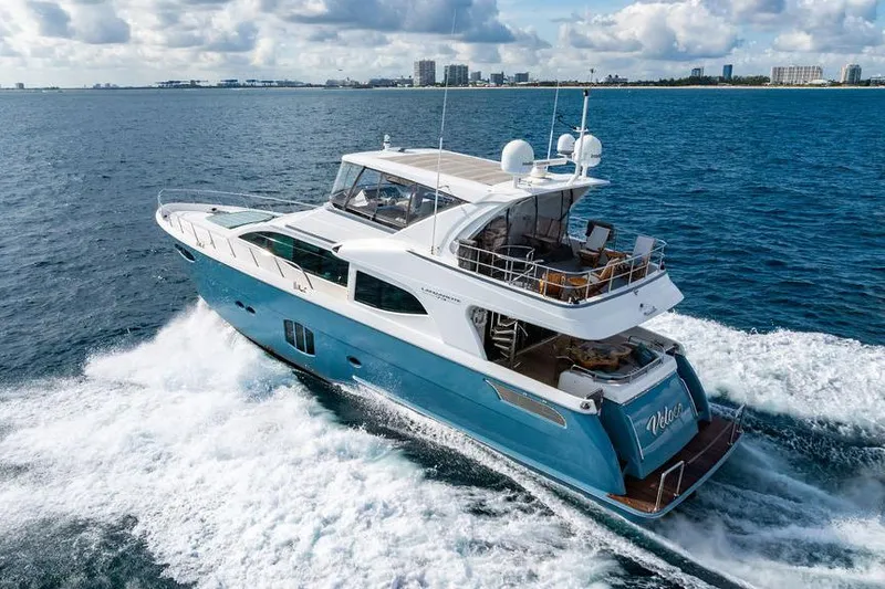 Slide: The Image of Luxurious 2013 Custom 73 Lanzarote yacht cruising on open sea under cloudy sky. - 4