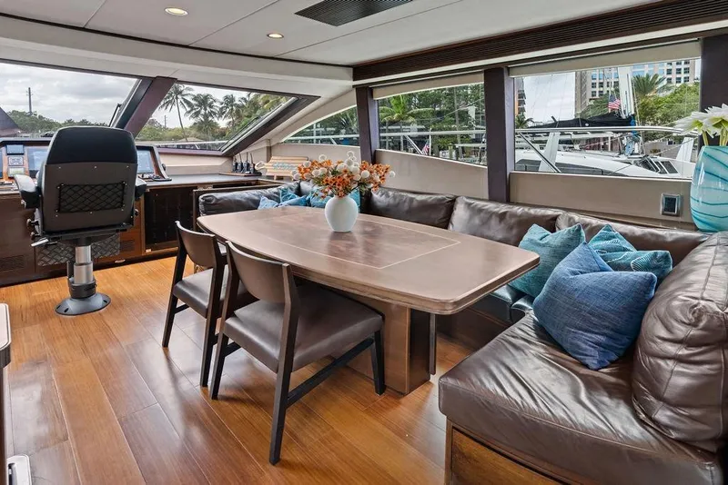 Slide: The Image of Luxurious interior of 2013 Custom 73 Lanzarote yacht with elegant seating and helm station. - 72