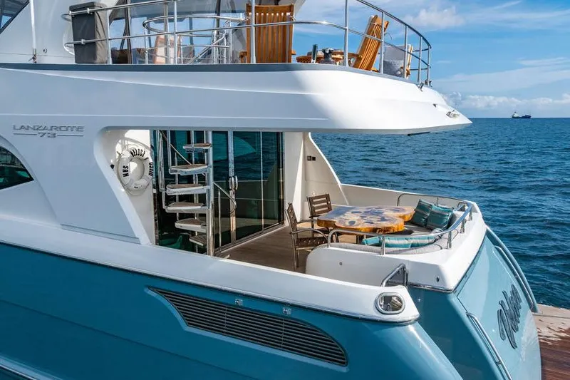 Slide: The Image of Luxurious 2013 Custom Lanzarote 73 yacht with elegant deck and ocean view. - 6