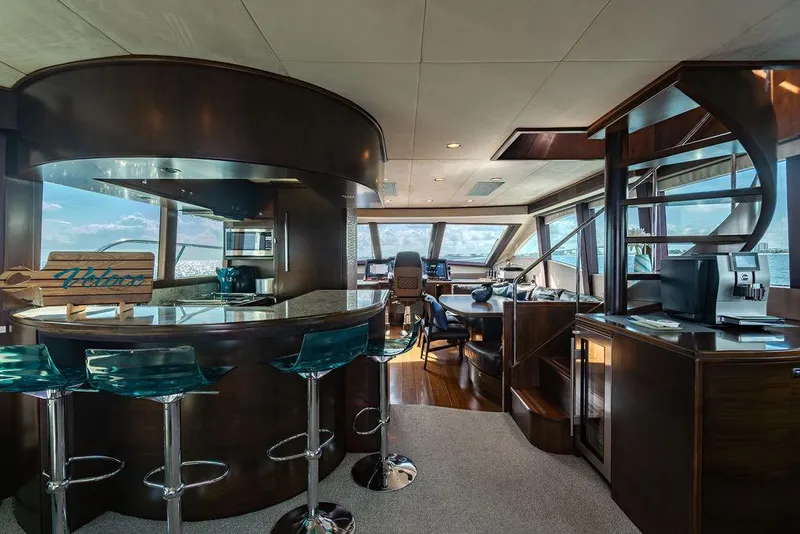 Slide: The Image of Luxurious yacht interior with modern bar, seating, and panoramic ocean views, Custom 73 Lanzarote 2013. - 64