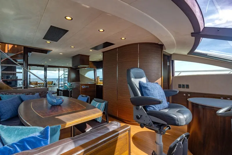 Slide: The Image of Luxurious interior of 2013 Custom 73 Lanzarote yacht with modern seating and dining area. - 71