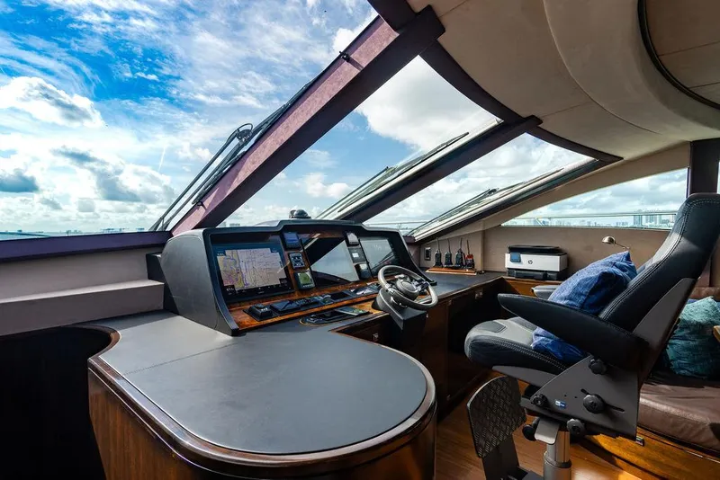 Slide: The Image of Luxurious yacht cockpit with modern navigation equipment, Custom 73 Lanzarote, 2013 model. - 72