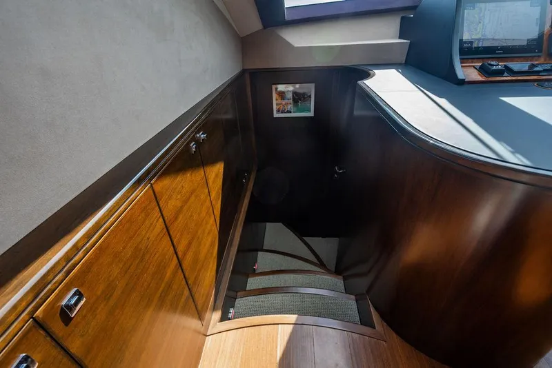 Slide: The Image of Luxurious wooden interior of 2013 Custom 73 Lanzarote yacht with staircase and navigation area. - 81