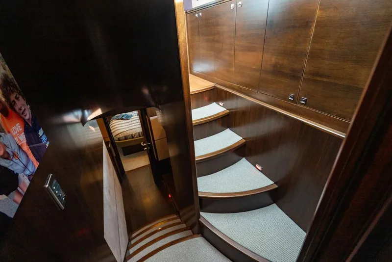 Slide: The Image of Luxurious wooden staircase inside 2013 Custom 73 Lanzarote yacht interior. - 82