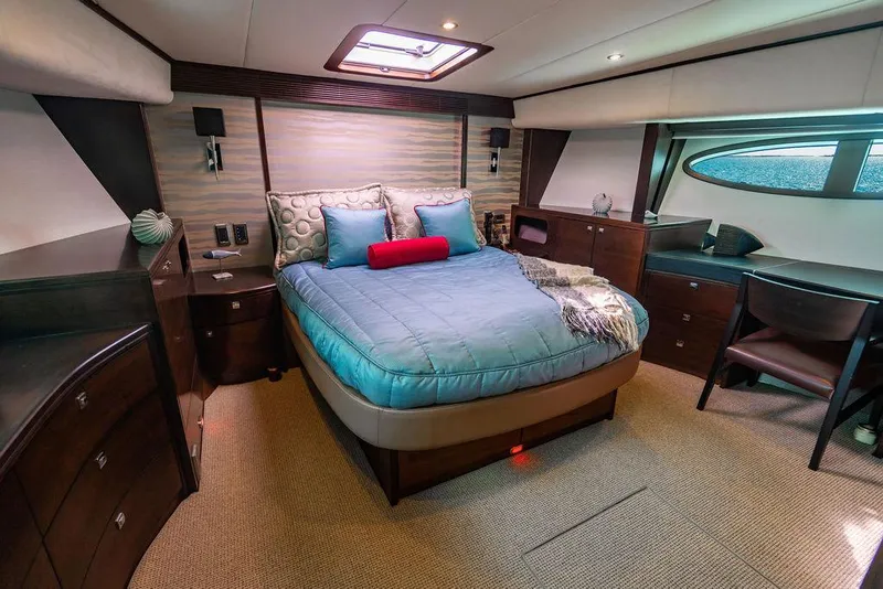 Slide: The Image of Luxurious bedroom interior on 2013 Custom 73 Lanzarote yacht with elegant furnishings. - 84