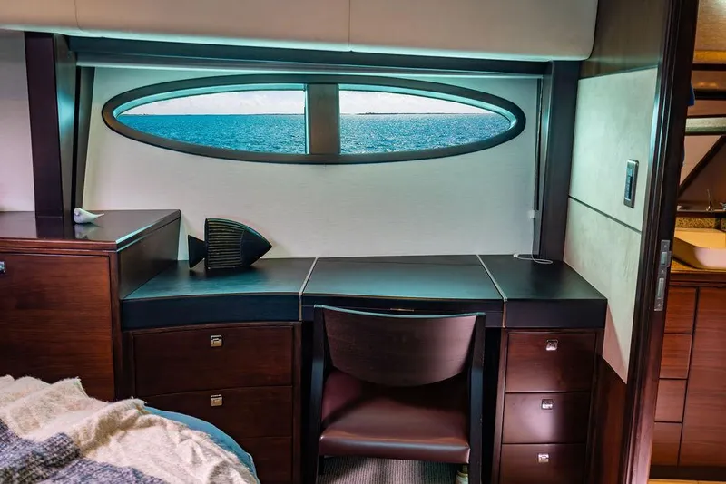 Slide: The Image of Luxurious yacht interior with wooden desk, chair, and ocean view window, Custom 73 Lanzarote 2013. - 87