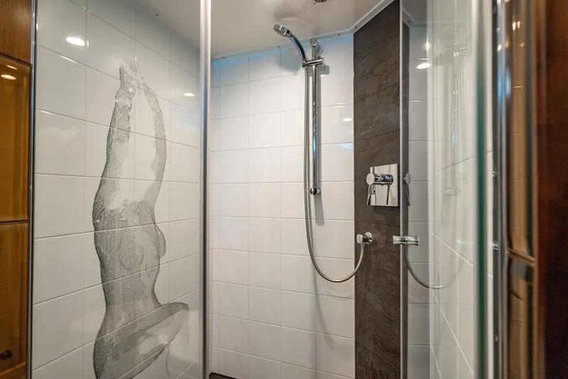 Slide: The Image of Modern shower with artistic wall tiles in a 2013 Custom 73 Lanzarote. - 91