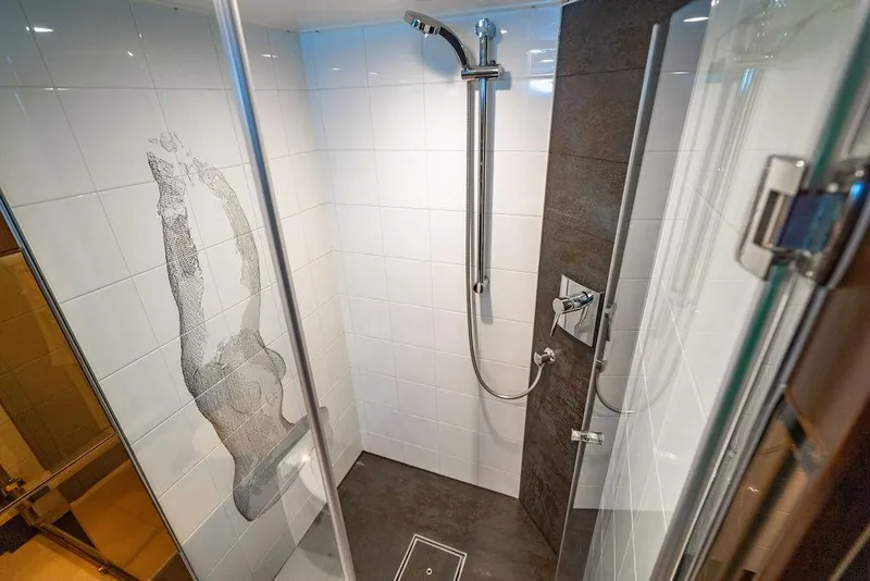 Slide: The Image of Modern shower with artistic wall design in Custom 73 Lanzarote, 2013 model. - 92