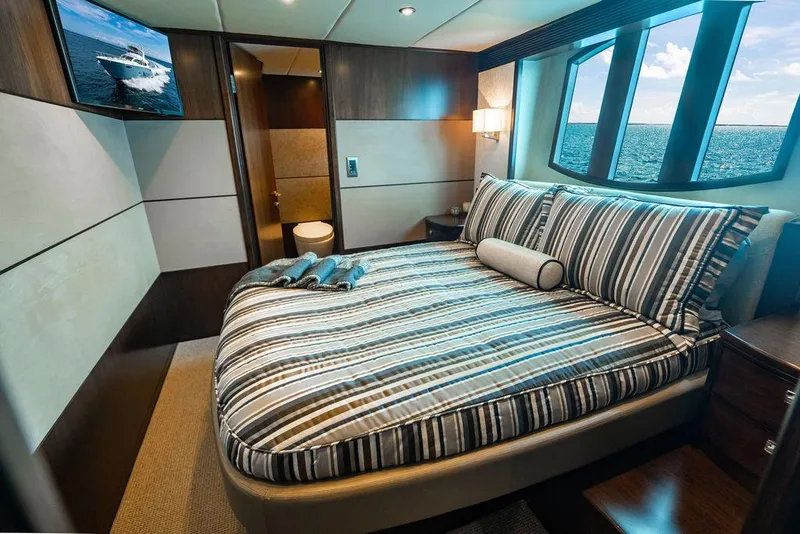 Slide: The Image of Luxurious bedroom interior of 2013 Custom 73 Lanzarote yacht with ocean view. - 93