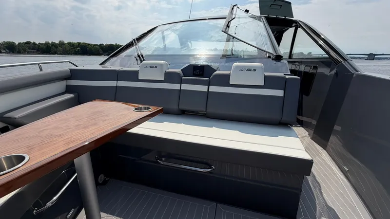 Slide: The Image of Interior of 2023 Cruisers Yachts 42 GLS on the water. - 31