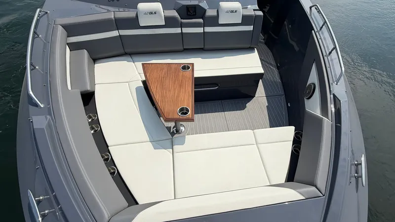 Slide: The Image of Luxurious seating area on the 2023 Cruisers Yachts 42 GLS. - 37