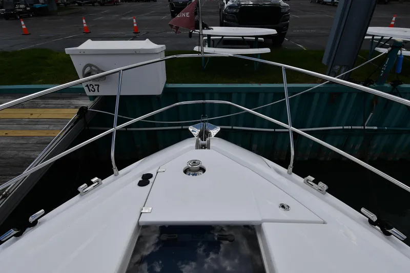 Slide: The Image of Bow view of 2024 Fairline G50 Targa yacht docked at marina. - 5