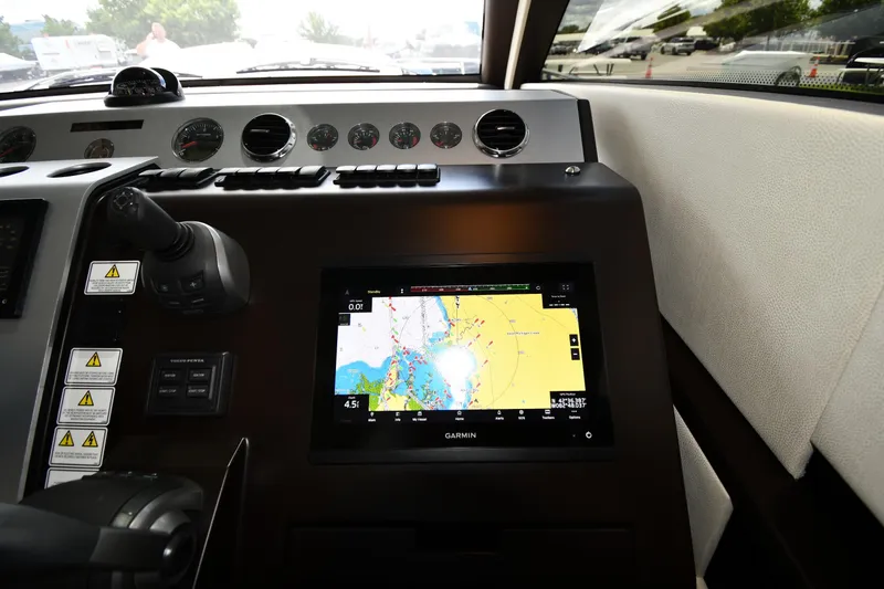 Slide: The Image of Dashboard of 2024 Fairline G50 Targa yacht with Garmin navigation display. - 53