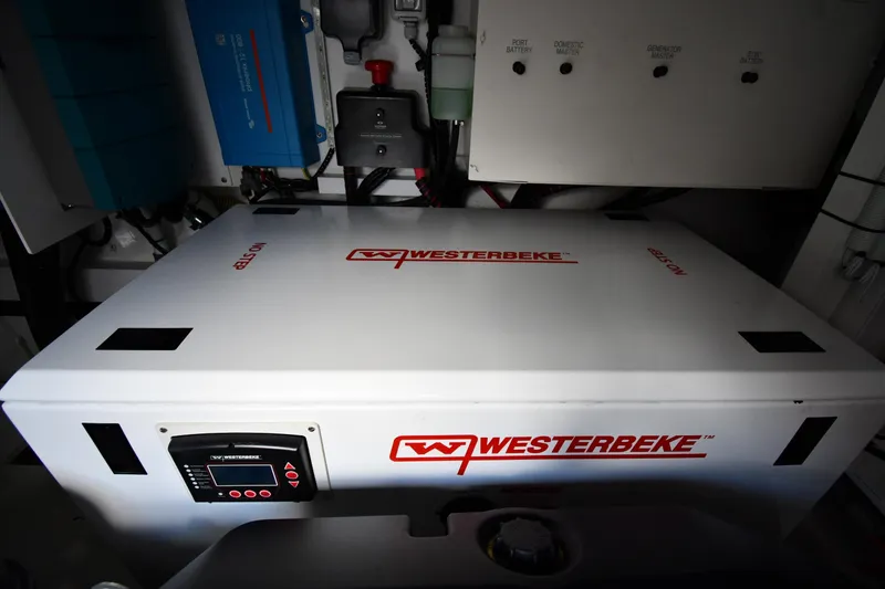 Slide: The Image of Westerbeke generator in 2024 Fairline G50 Targa yacht engine room. - 68