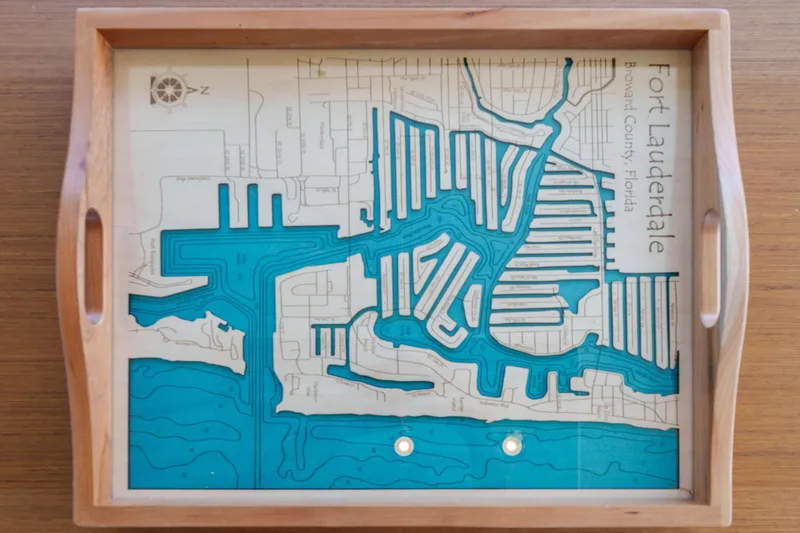 Slide: The Image of Wooden tray with Fort Lauderdale map, Broward County, Florida, nautical theme. - 41