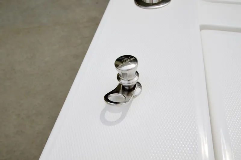 Slide: The Image of Stainless steel cleat on 2026 Regulator 26XO boat deck. - 26