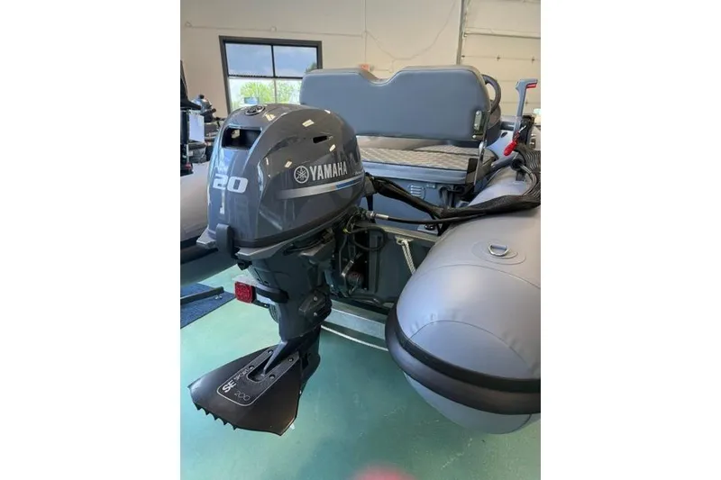 Slide: The Image of Inflatable boat with Yamaha 20HP outboard motor, Desner CL310 FCT model, 2026. - 2