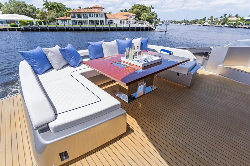 Slide: The Image of Luxurious deck of Riva 88' Folgore yacht, 2022 model. - 14