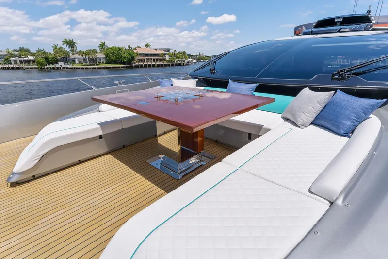 Slide: The Image of Luxurious deck of Riva 88' Folgore yacht, 2022 model. - 18