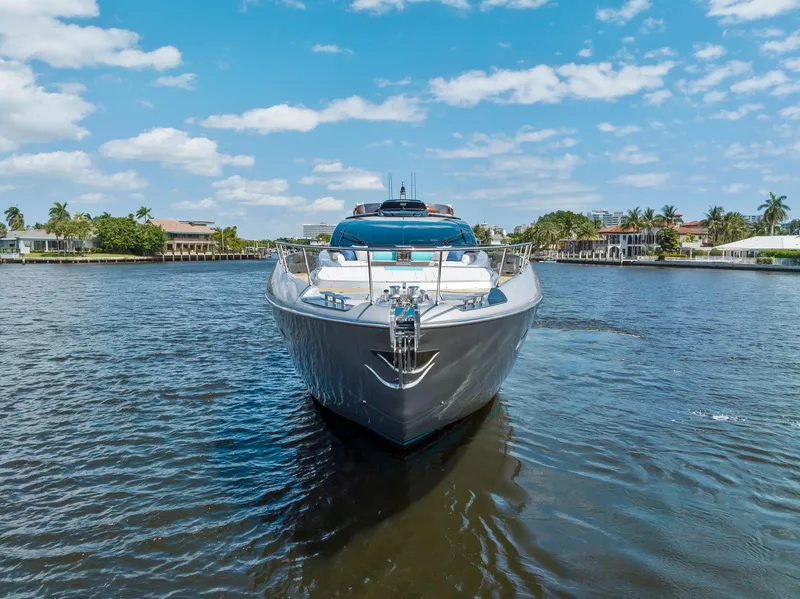 Slide: The Image of Luxury yacht Riva 88' Folgore 2022 on calm water. - 6