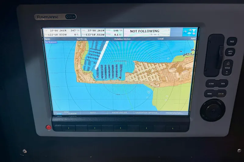 Slide: The Image of Raymarine C120W navigation display on 2006 Island Packet 485 sailboat. - 47