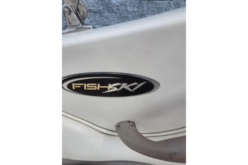 Slide: The Image of 2013 Stingray 191 LX boat with "Fish Ski" logo on white hull. - 13