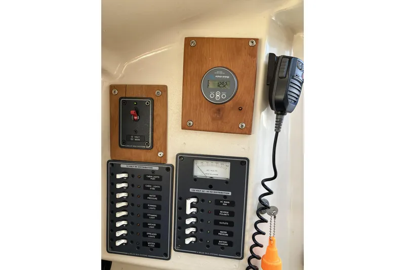 Slide: The Image of Electrical control panel on a 1981 Pearson 365 Ketch sailboat. - 22